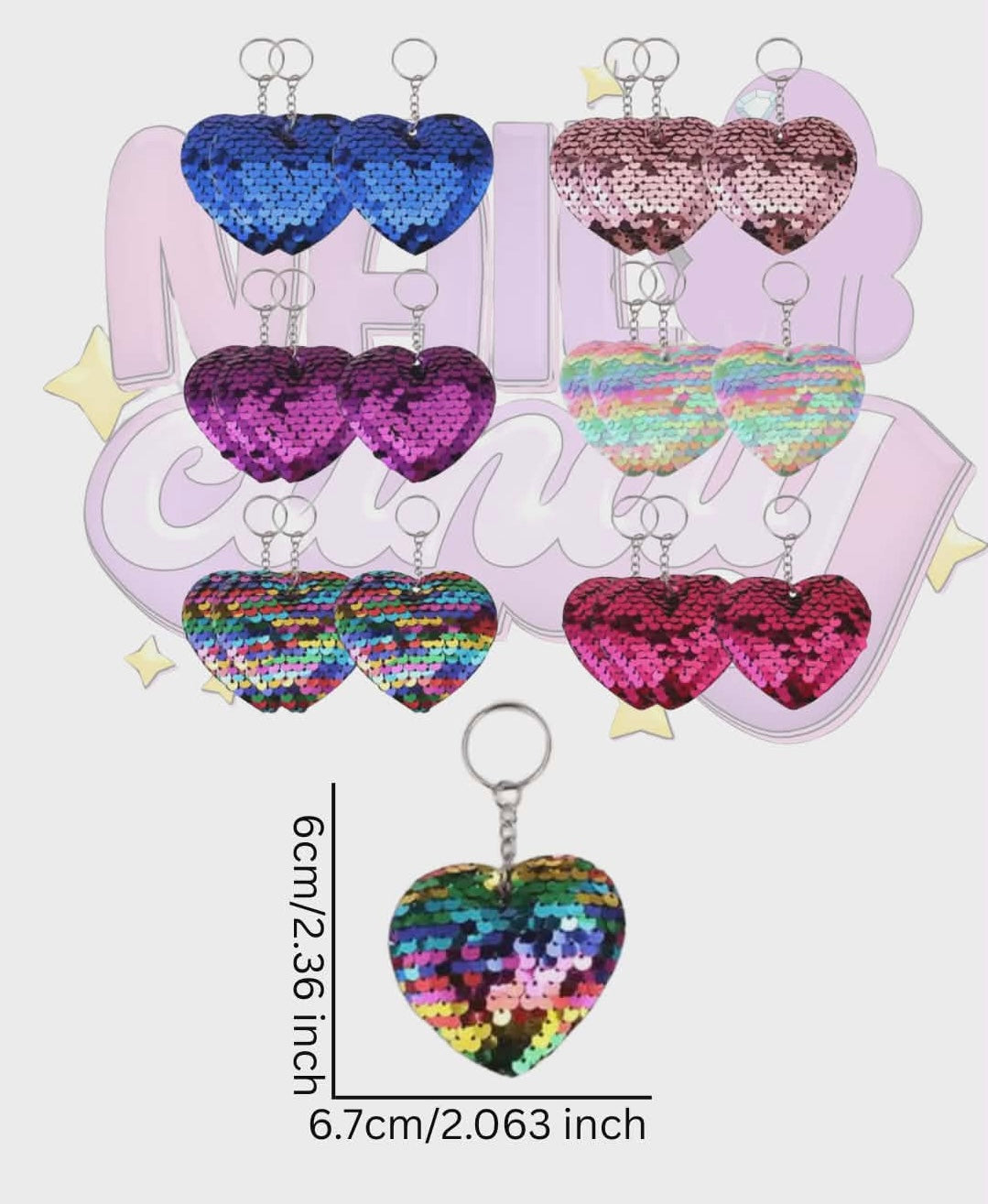 Sequin Heart Keychain♡